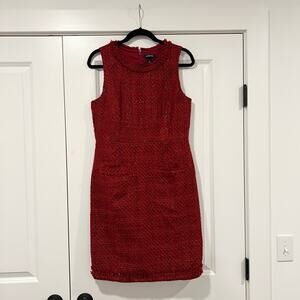 Lands End Women's Sheath Dress Red‎ Shimmer Wool Professional Size 10